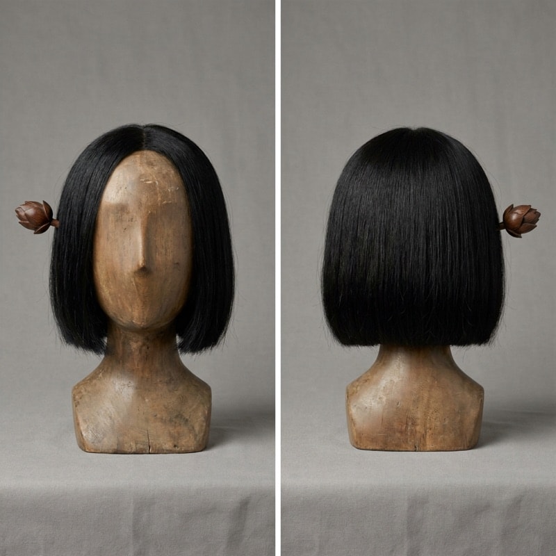 Natural Undressed Bob with Lotus Pin